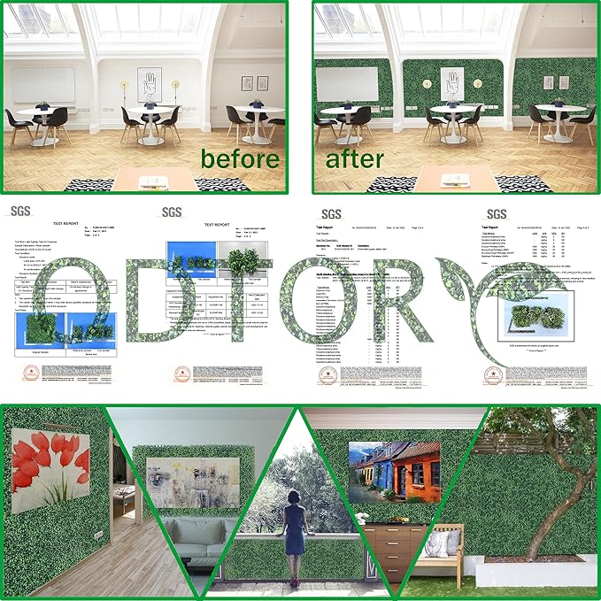 ODTORY Artificial Boxwood Roll Panels:40 X 120 in(33.5 sqft) UV-Anti More Dense Greenery Grass Wall Backdrop Panels for Indoor Outdoor Green Home Decor & Ivy Fence Covering Privacy