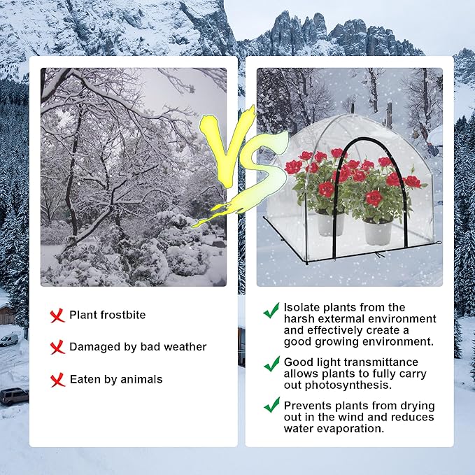 24.5″ *24.5″ *20.5″, Mini Greenhouse Winter Plant Warm Covers - Raised Bed Cover for Seed Starting, Warm Tent Freeze Protection Humidity Domes for Gardening & Winter Shelter and Protecting Plants 2pcs
