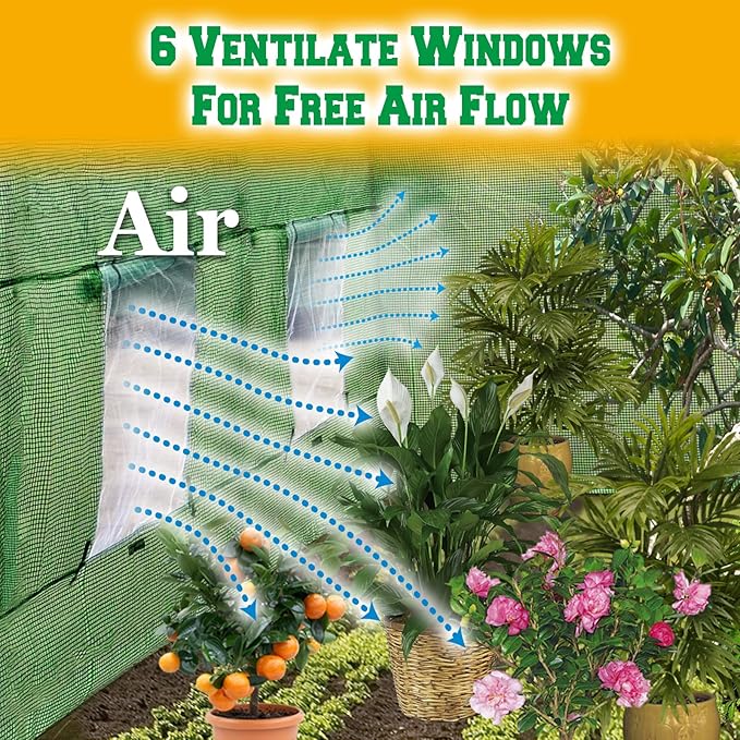 Strong Camel Greenhouse Replacement Covering for Outdoor Larger Hot Garden House , Support Arch Frame Climbing Plants/Flowers/Vegetables (12'X7'X7', Cover)