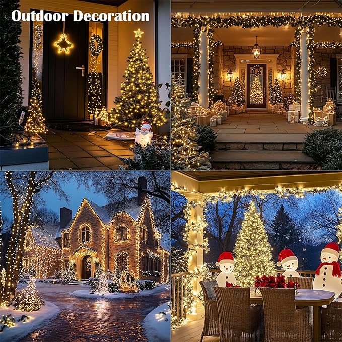 Fairy Lights Plug in,328FT 1000LEDs Waterproof Led String Lights,8 Modes Remote Twinkle Light for Outdoor Indoor Christmas Wedding Birthday Garden Party Decorations,Silver Wire,Warm White