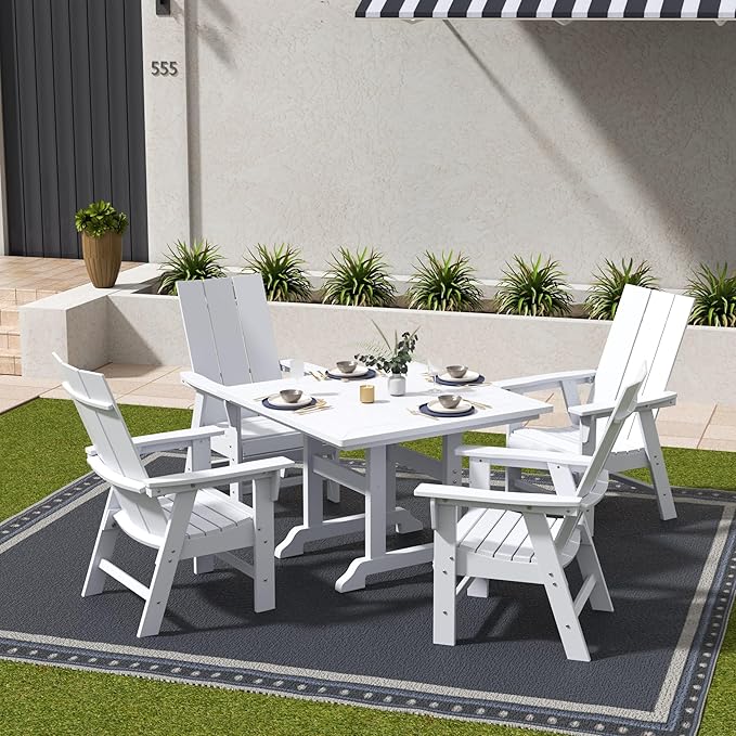 WestinTrends Ashore Outdoor Patio HDPE Plastic Modern Adirondack Dining Chair White