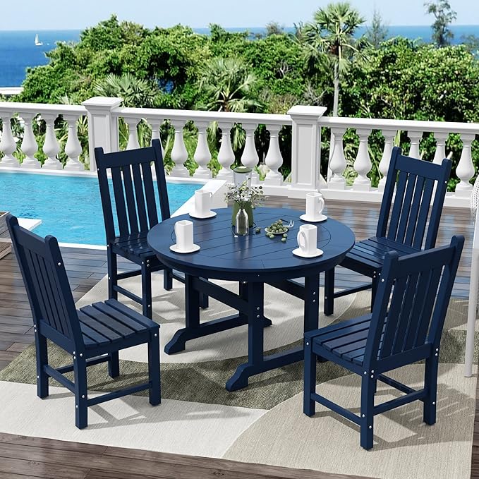 WestinTrends Malibu HDPE Outdoor Armless Patio Dining Chair Navy Blue