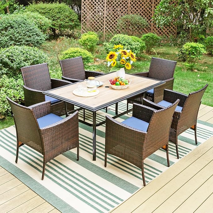 Sophia & William Wicker Patio Chairs Set of 8, 8 Pcs All-Weather Rattan Outdoor Dining Chairs with Seat Cushions
