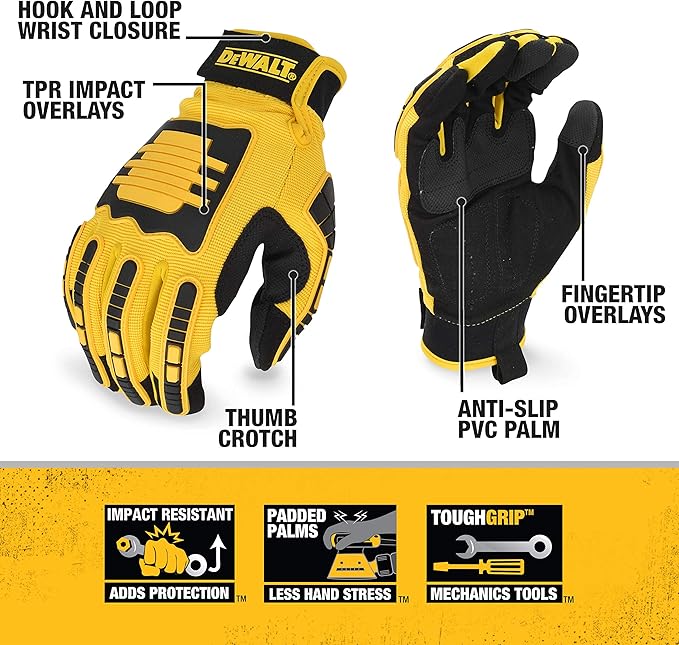 DEWALT DPG781 Performance Mechanic Work Glove with TPR Impact Protection and Anti-Slip Grip - Large (1 Pair)