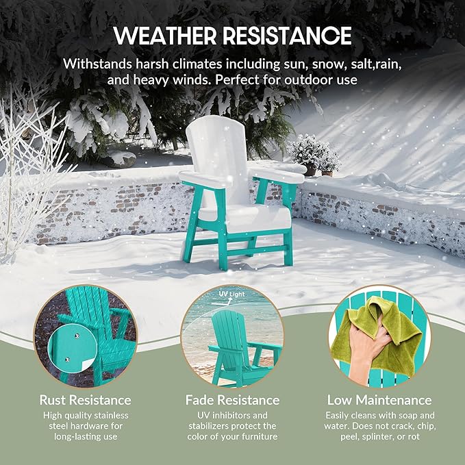 WestinTrends Dylan Dylan Outdoor Patio Shell-Back Adirondack Dining Chair Weather Resistant Turquoise
