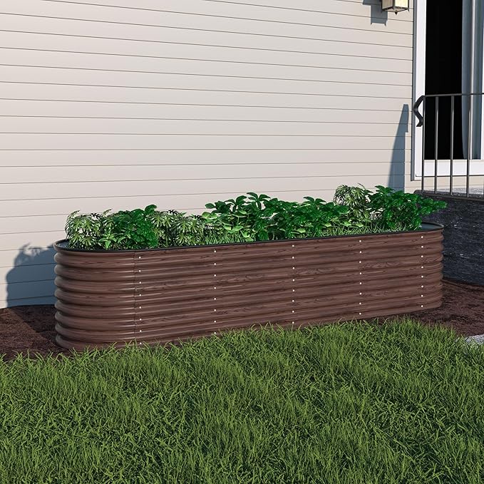 BlueWish 8ftx2ftx2ft Raised Garden Bed Outdoor with Aluminum Support Bars, Planter Raised Beds with Galvanized Steel, Bottomless Design, Raised Bed for Gardening, Backyard, Lawn