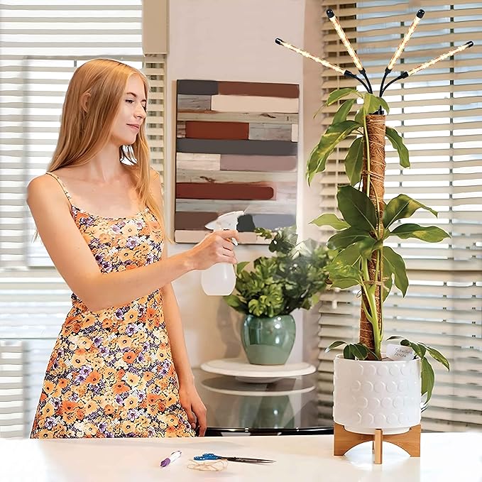 Grow Lights with Moss Pole for Indoor Plants, Full Spectrum LED Plant Light with Auto 3/9/12H Timer, Adjustable Height 15-54", Plant Lights Coco Coir Pole for Monstera, Philodendron, Climbing Plants