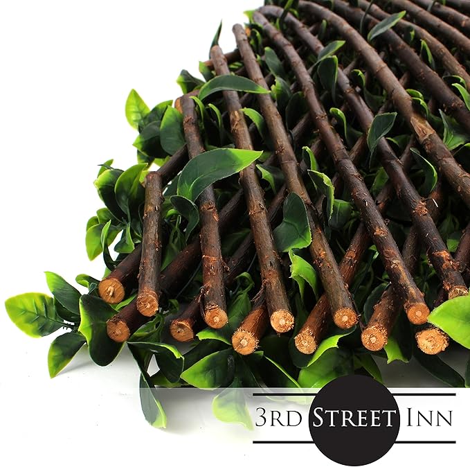 3rd Street Inn Gardenia Leaf Trellis 4-Pack - Bamboo Greenery Panel - Boxwood and Ivy Privacy Fence Substitute - DIY Flexible Fencing (Gardenia)