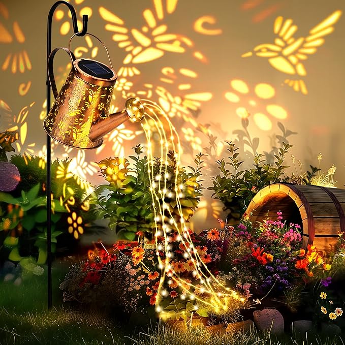 PATIOPIA Solar Lights Outdoor Garden Decor, Large Lanterns Watering Can Lights Gardening Gifts for Mom Women Grandma Birthday, Hanging Lights Outdoor Decoration for Yard Porch Patio Backyard