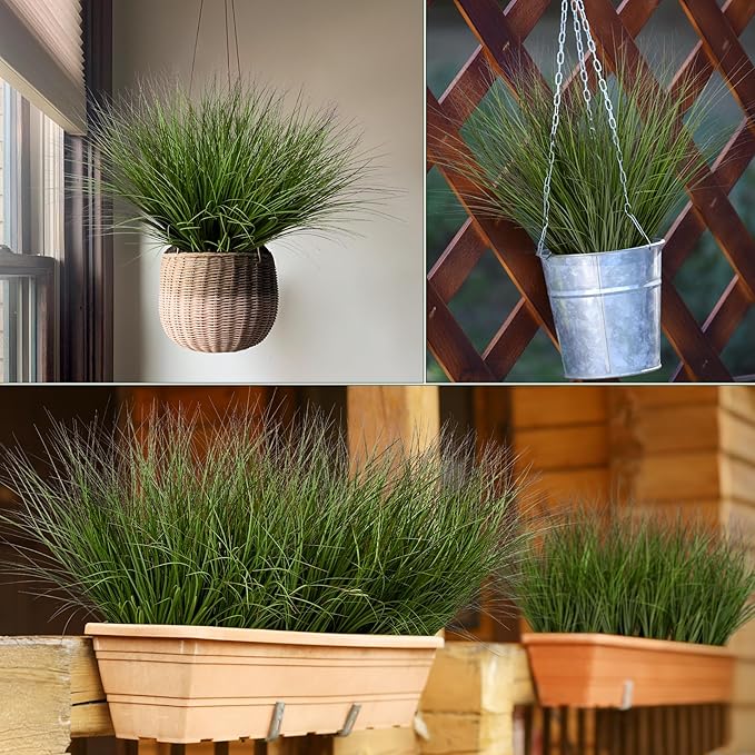 Uqueeten 32PCS 17.3" Fake Plants Artificial Wheat Grass Greenery Plastic Plants Fake Grass Artificial Plants for Outdoor Decor Artificial Grass Plant with Greenery Stems for Indoor Home Decoration