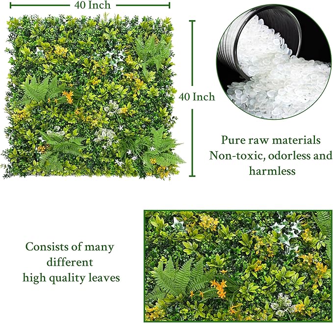 ODTORY Artificial Boxwood Hedges Panels Roll,40'' x 40'' in(11.5 sqft) UV-Anti Faux Greennery Grass Wall Privacy Backdrop Fence Screen for Garden Fence Covering Privacy, Outdoor Indoor Home Decor