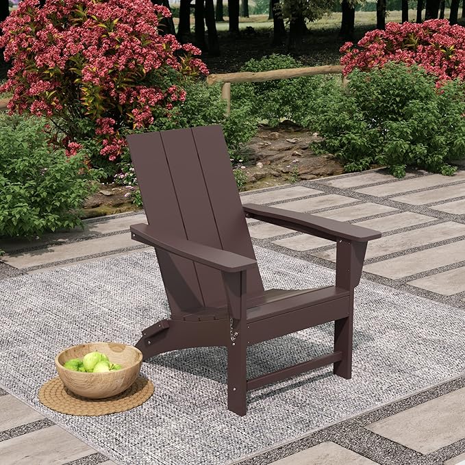 WestinTrends Ashore Modern Outdoor Folding Adirondack Chair, Dark Brown