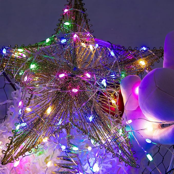 Fairy Lights Plug in,400FT 1200LEDs Waterproof Led String Lights,8 Modes Remote Twinkle Light for Outdoor Indoor Christmas Wedding Birthday Garden Party Decorations,Silver Wire,Multicolor
