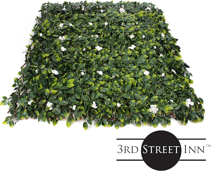 3rd Street Inn™ Leaf Trellis - Bamboo Greenery Panel - Boxwood and Ivy Privacy Fence Substitute - DIY Flexible Fencing (1, White Rose Rattan)