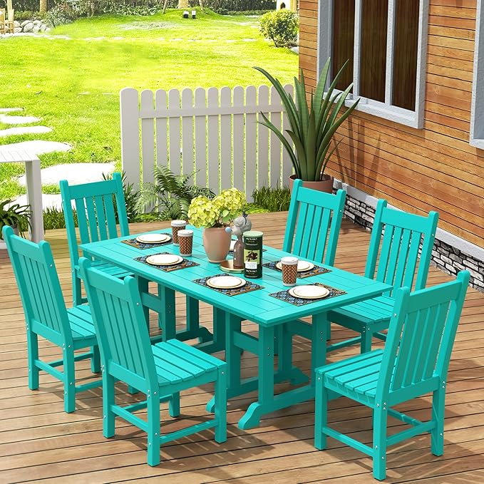 WestinTrends Malibu HDPE Outdoor Armless Patio Dining Chair Turquoise