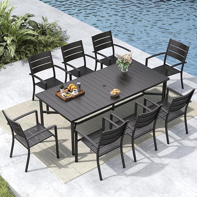 MFSTUDIO Patio Dining Chairs Set of 2, Stackable Metal Outdoor Chairs Set, Outdoor Furniture Dining Chairs for Bistro Balcony Deck Yard