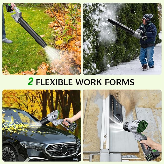 Comchoi Electric Leaf Blower Cordless, 680 CFM 5 Speed Mode, 2 Batteries & Charger, Handheld Cordless Leaf Blowers for Lawn Care