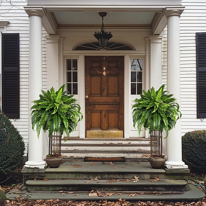 NeosCA Giant Artificial Boston Ferns for Outdoors Large – UV Resistant Lifelike Faux Fern, Realistic Silk Greenery Plants Large Office, Home Decor, 2pack 88 Branches, 48 Inch Fake Fern Natural Green