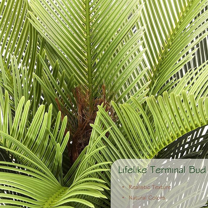 Bellacat 6ft UV Resistant Faux Sago Palm Tree with Natural & Lifelike Bark, 72in Super Full Artificial Cycad Tree with Realistic Leaves for Home Office Patio Porch Front Door Decor.