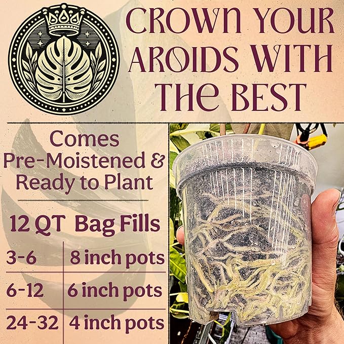 Grow Queen Craft Aroid Potting Mix- Elite Alocasia, Philodendron, Monstera Soil Mix, Chunky, Well Draining Potting Soil for Indoor Plants, All Tropical Plants & Houseplants, Peat Free 12QT