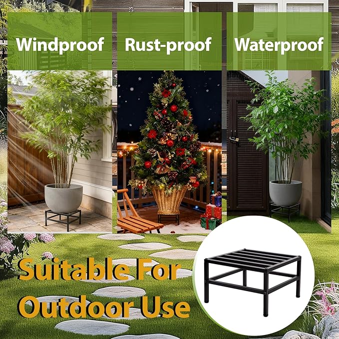Vitalsvn Metal Plant Stand for Indoor Outdoor Plant Pot Stand Holder Heavy-Duty Flower Stand Pedestal Stand 2 Pack Modern Pot Stand