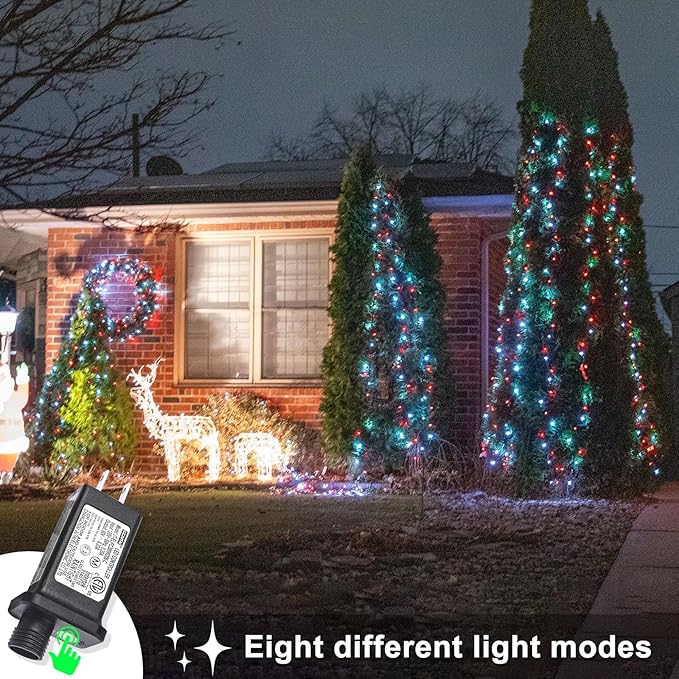 120 LED Red and White Christmas Lights Outdoor, 40ft Christmas String Lights 8 Modes Red White Fairy Lights for Bedroom Decorations
