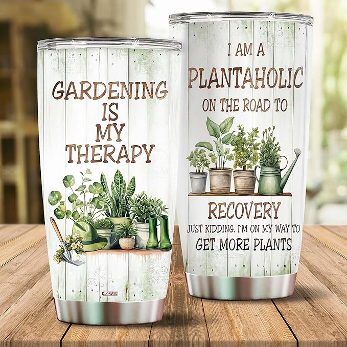 WONWIX Gardening Gifts for Women Mom Wife Grandmother Funny Gardening Travel Mug Coffee Cup Gift for Garden Lover Plant Lady Gardener Tumblers 20oz Stainless Steel Christmas Birthday