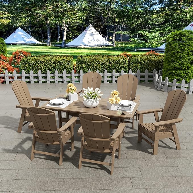 WestinTrends Malibu Malibu Outdoor Patio HDPE Plastic Adirondack Dining Chair Weathered Wood