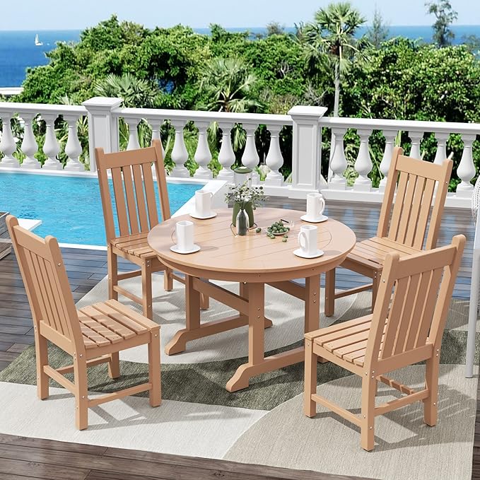 WestinTrends Malibu HDPE Outdoor Armless Patio Dining Chair Teak