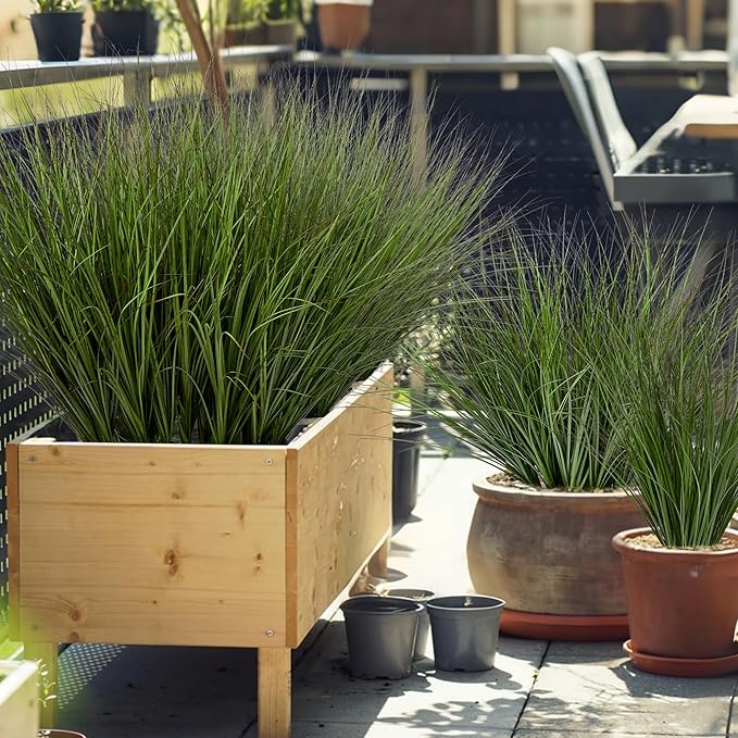 Uqueeten 48PCS 17.3" Fake Plants Artificial Wheat Grass Greenery Plastic Plants Fake Grass Artificial Plants for Outdoor Decor Artificial Plant with Greenery Stems for Indoor Home Decoration