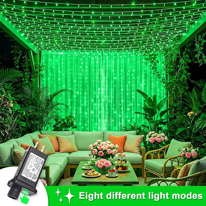 250 LED Green String Lights Indoor, 82ft St Patricks Day Lights Clear Wire 8 Modes Plug in Waterproof Christmas Lights for Indoor Room Christmas Tree Party Holiday Decorations