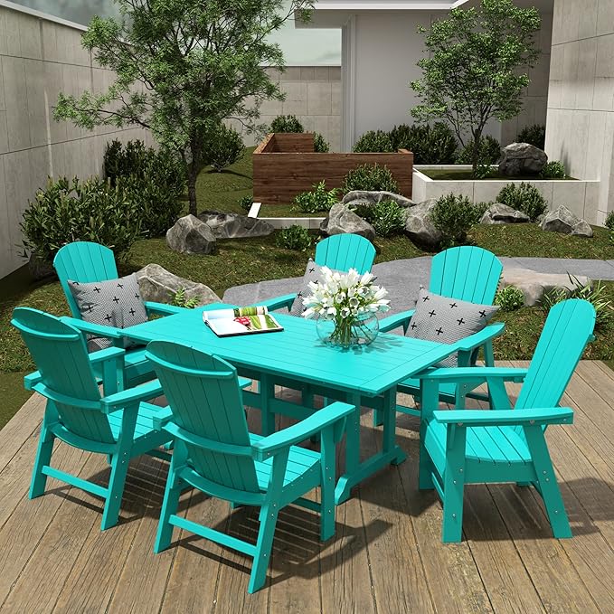 WestinTrends Dylan Dylan Outdoor Patio Shell-Back Adirondack Dining Chair Weather Resistant Turquoise