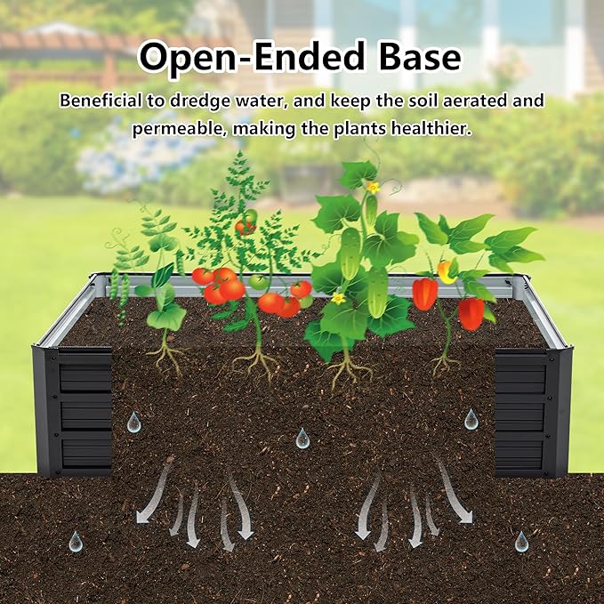 Galvanized Raised Garden Bed 4x3x1ft Outdoor Planter Box Galvanized Steel Garden Bed Kit for Vegetables, Flowers, Herbs and Succulents Black