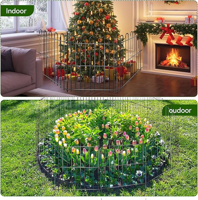 15 Panels Decorative Garden Fence, 32ft X 32in Rustproof Metal Animal Barrier Fence, No Dig Fence Garden Fence, Arched Flower Bed Edging Ornamental Wire Border Fencing for Outdoor Yard, Patio Decor