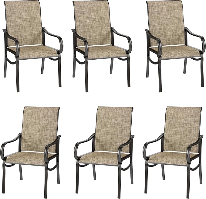 Sophia & William Patio Dining Chairs Set of 6 Outdoor Chairs High Back Textilene for Lawn Garden Backyard Poolside Weather Resistant
