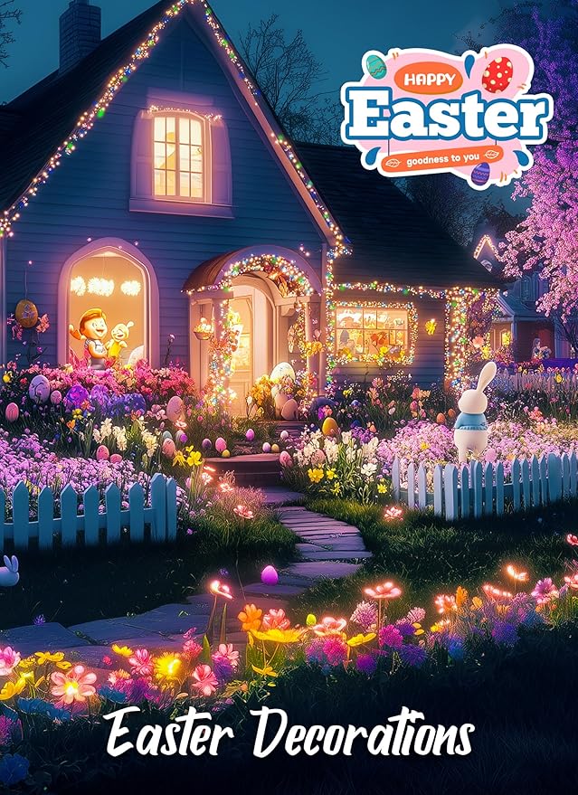 Easter Decorations Mini String Lights, 50 Count 12 Feet Easter Mini Lights, Waterproof String Light Plug in for Indoor Garland Party Christmas Tree Festival Easter Decoration, Pink + Multicolor