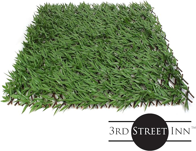 3rd Street Inn Bamboo Leaf Trellis 4-Pack - Flexible Bamboo Greenery Panel - Boxwood & Ivy Privacy Fence Alternative - DIY Fencing
