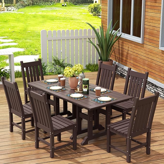 WestinTrends Malibu HDPE Outdoor Armless Patio Dining Chair Dark Brown