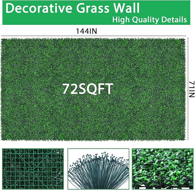Yangrass Artificial Greenery Wall Roll,71"x 144"(72 sq.ft) UV-Anti Faux Boxwood Roll Panels Greenery Backdrop, Vine Leaf Fence Panels for Garden Fence Covering Privacy, Outdoor Indoor Home Decor