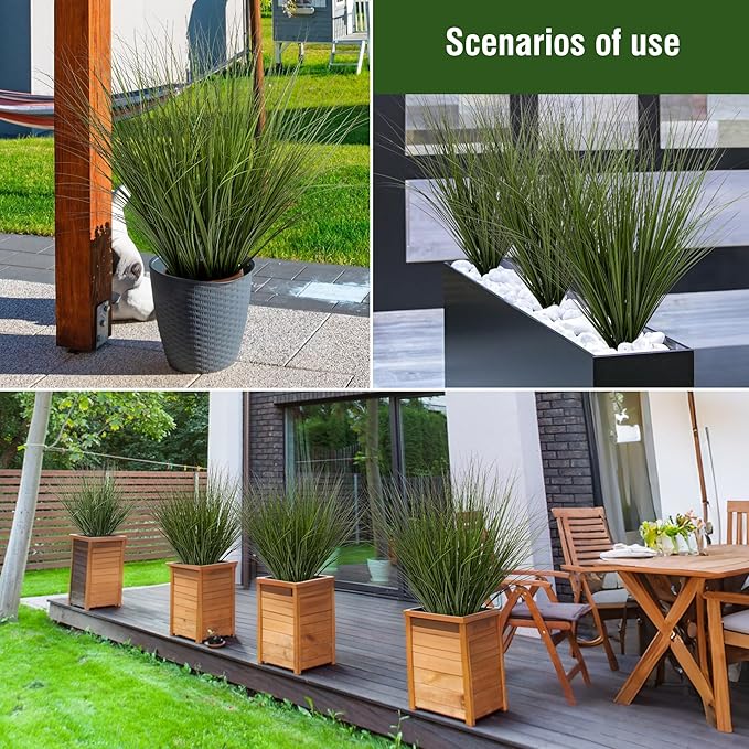 Uqueeten 6PCS Fake Plants Artificial Wheat Grass Greenery Plastic Plants Fake Grass Artificial Plants for Outdoor Decor Artificial Grass Plant with Greenery Stems for Indoor Home Decoration 26.4"
