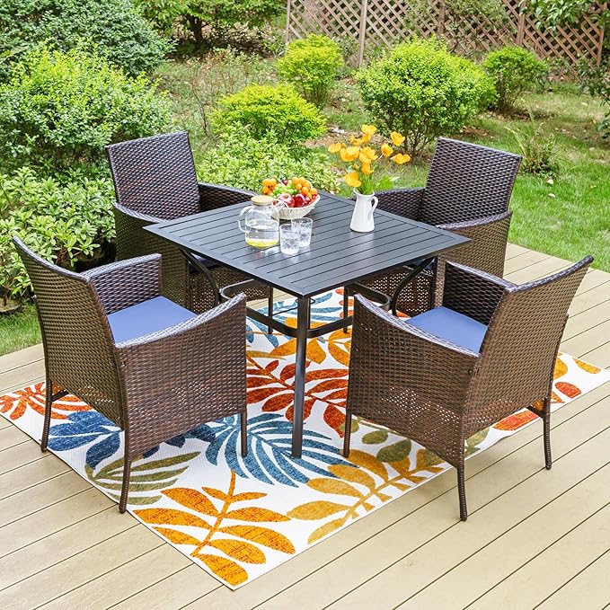 Sophia & William Wicker Patio Chairs Set of 8, 8 Pcs All-Weather Rattan Outdoor Dining Chairs with Seat Cushions