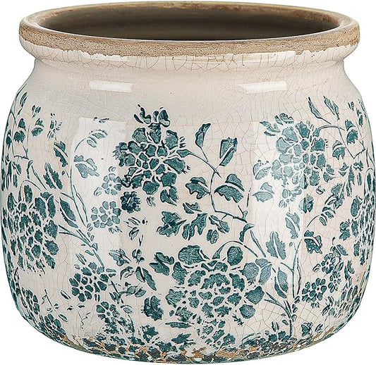 Vintage Planter Large Ceramic Plants Pot Green Vintage Rose Ice Crack Cottage Scroll Vase Flower Vase Pot Indoor Plants Home Kitchen Decor Farmhouse Antique Decorative Gifts