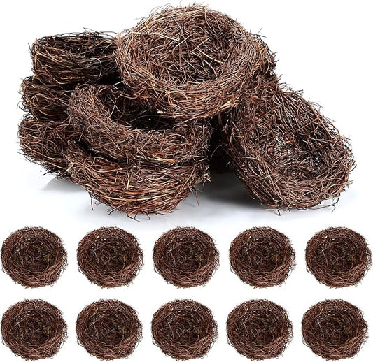 Therwen 10 Pcs Easter Artificial Bird Nest Crafts Birdhouse Nest Natural Rattan Nests for Easter Decor Home Party Wedding Patio Garden Yard Succulent Planter Moss Landscape DIY Terrarium (5.9 Inch)