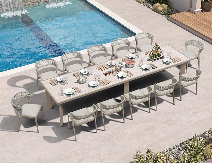 PURPLE LEAF 2 Pieces Outdoor Dining Chair All-Weather Rattan Wicker Aluminum Frame Patio Dining Chair for Lawn Garden Backyard Deck with Cushion, Champagne