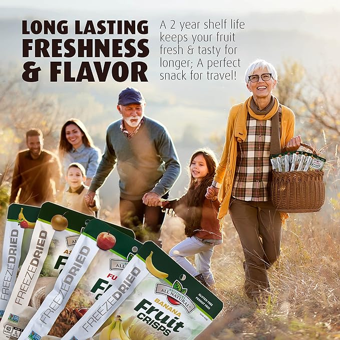 Brothers All Natural Freeze Dried Fruit Crisps, Variety Pack, 24 Single Serve Bags, Fuji Apple, Asian Pear, Banana Strawberry, Made with 100% Fruit, Gluten Free, Soy Free, Vegan, Healthy Snack