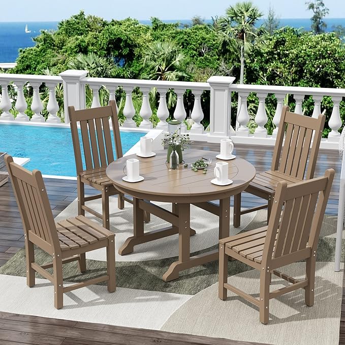 WestinTrends Malibu HDPE Outdoor Armless Patio Dining Chair Weathered Wood