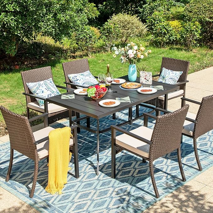 Sophia & William Patio Chairs Set of 4, 4 Pcs Lightweight Rattan Outdoor Dining Chairs, All-Weather Wicker Dining Chairs with Comfortable Seating