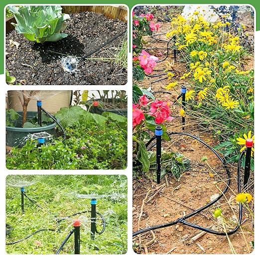 Maotong 55ft Drip Irrigation System Kit, Garden Watering System DIY Automatic Irrigation Equipment Set for Lawn Raised Bed Greenhouse Plant Watering with 1/4'' Tubing, Drip Emitters, Connectors