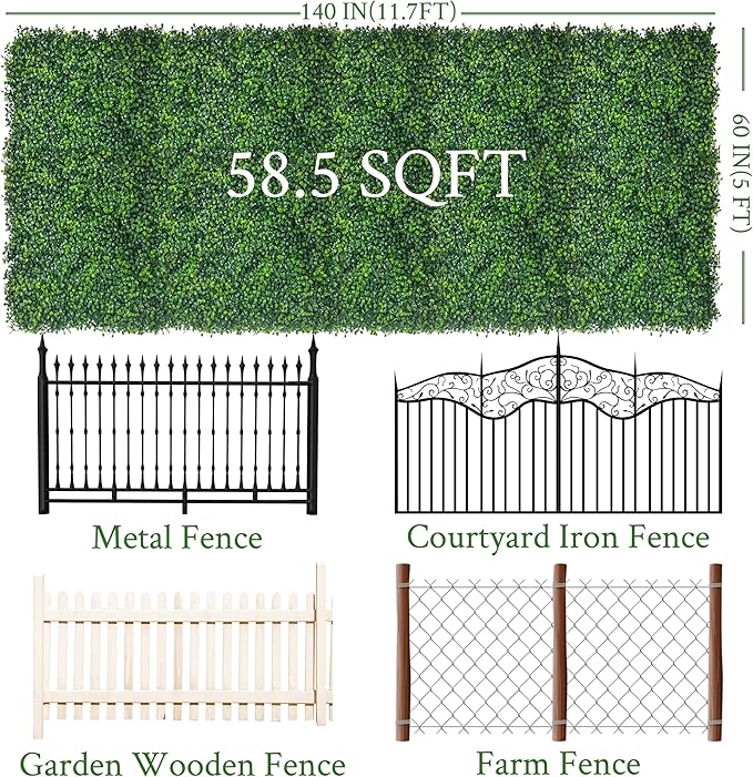 DOPGIB Artificial Ivy Privacy Fence Screen: 60"x 140" (58.5 SQFT) 4-Layer Leaf UV-Anti Faux Greenery Boxwood Backdrop Ivy Vine Leaf Panels for Outdoor, Indoor, Garden, Backyard and Decor