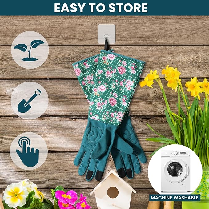 Trifabricy Gardening Gloves for Women - Long Garden Gloves with Grip Breathable, Thorn-Proof Puncture-Resistant Work Gloves